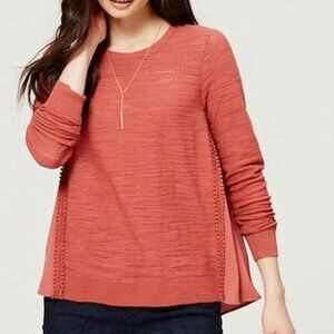 Loft | Red Knit Long Sleeve Pullover Top Size Large